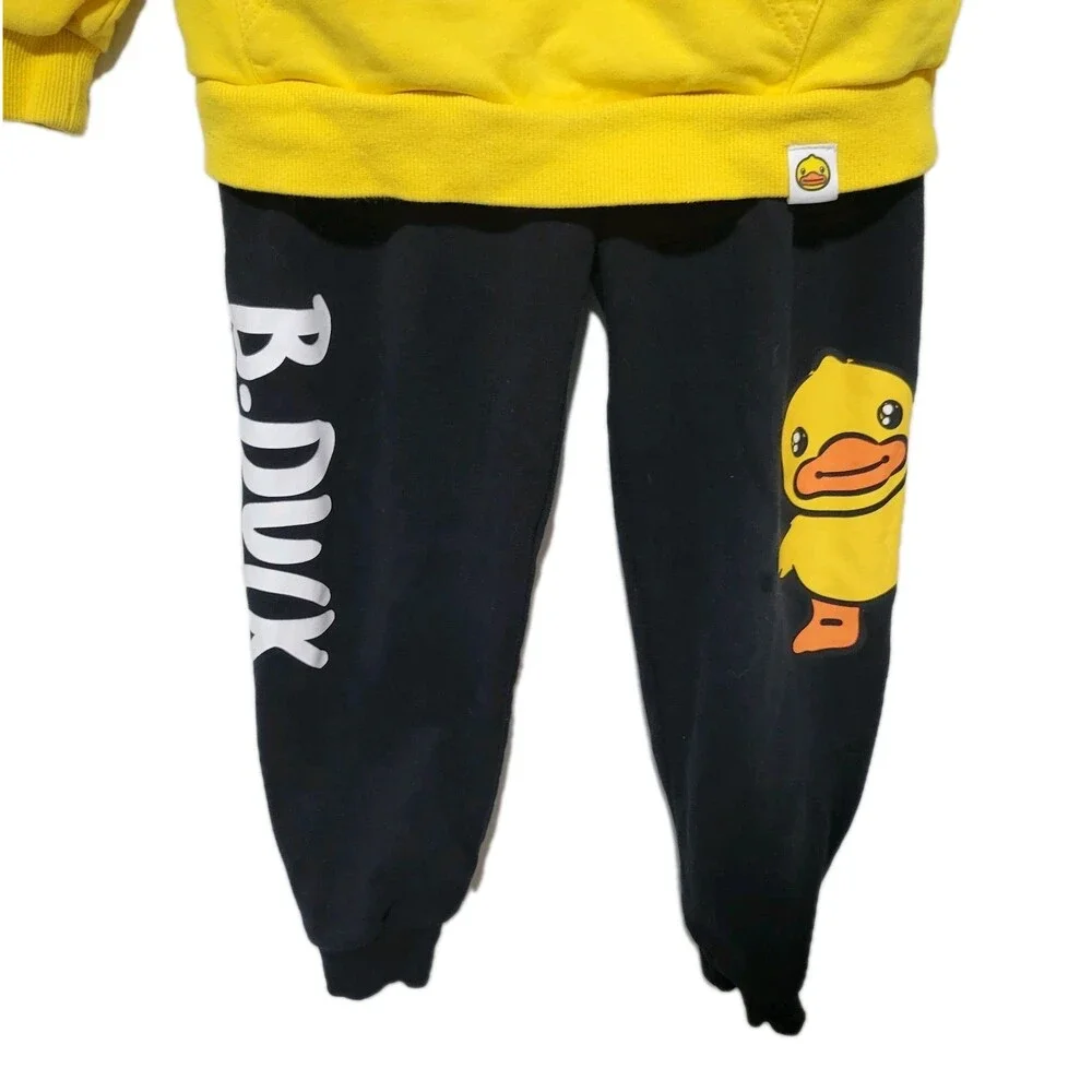 B. Duck Hoodie & Sweat Pants Set 8 Children's Size Yellow Black Kangaroo Pocket